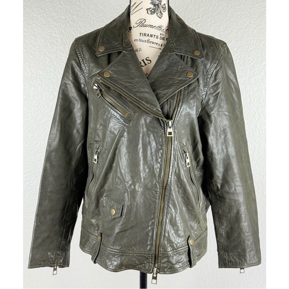Madewell Washed Leather Oversize Motorcycle Jacket Brass Hardware Edition Medium - Picture 3 of 14